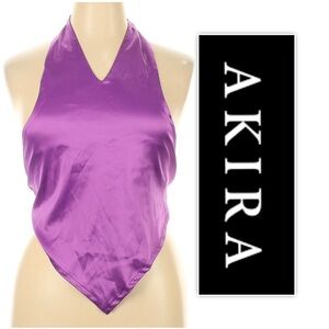 AKIRA Purple Satin Halter Top